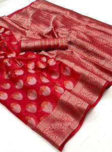 DERNIER DESIGNER BANARASI ORGANZA TISSAGE DE SOIE AVEC BROCADE SAREE - Product Image 2