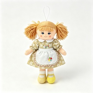 customized Soft Fabric Girl Plush Ornament,Mini Hanging Blonde Pigtail Rag <b>Doll</b>,Floral Dress Apron Cloth <b>Doll</b> Pendant - Product Image 3