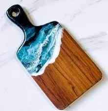 Tabla de cortar de resina azul personalizada, utensilios de cocina de madera Natural, bloques de cortar con tabla de resina para uso en cocina - Product Image 6
