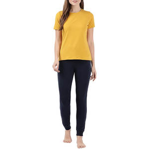 T-shirts à manches courtes en coton biologique pour femmes logo personnalisé vierge d'été uni coupe ample col rond - Product Image 4