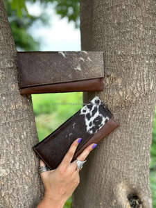 Nouveaux vrais cheveux faits à la main sur cacher portefeuilles pour femmes portefeuille mince à deux volets en cuir Snap fourrure pochette sac à main vraie vache cacher fourrure sac à main portefeuille - Product Image 2