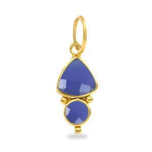 Joyería personalizada Calcedonia azul Trillion forma de piedras preciosas bisel encanto colgante joyería diseñador encantos al por mayor - Product Image 1