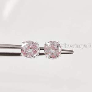 Pendientes de Botón para Mujer, Circonita Cúbica Natural, Regalo de Aniversario, Joyería Hecha a Mano, Plata de Ley 925 - Product Image 3