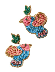 Stylish Jewelry Beaded Embroidery <b>Bird</b> Design Earring Crafted With Premium Cuteness And Handcraft Luxury Fancy Look From India - Product Image 1