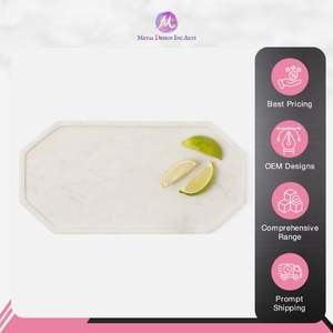 Plateau de service en marbre blanc de luxe Vaisselle design haut de gamme pour la présentation d'aliments et de boissons dans les hôtels - Product Image 6