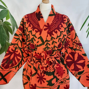 Femmes été Suzani brodé à la main veste courte Crewel Festival cadeau spécial imprimé tissu coton remplissage brodé - Product Image 1