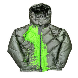 เสื้อแจ็คเก็ตฮู้ดกันหนาวแบบขายส่ง รุ่นเปลี่ยนสีตามอุณหภูมิ สีเทาเงา ทรงโอเวอร์ไซส์ สไตล์สตรีทแวร์ เสื้อแจ็คเก็ตพัฟเฟอร์แบบเปลี่ยนสีตามความร้อน ด้านหน้า - Product Image 2