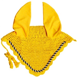 Protector de Orejas para Caballo de Algodón Amarillo con Borde Festoneado 60x80x90cm para Uso en Establos, Exposiciones y Granjas - Product Image 1