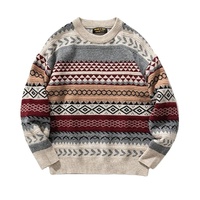 Pull en tricot à motif vintage personnalisé pour homme SUPREX Enterprises, col rond, manches longues, pull chaud d'hiver, mélange de laine douce, rétro