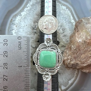 Sterling Silver Southwestern Style Square Green Turquoise Adjustable <b>Ring</b> <b>For</b> <b>Women</b> Boho Handmade Jewelry Vintage <b>Statement</b> - Product Image 4