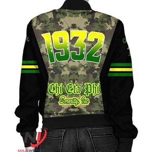 Sororité Soie Satin Chi Eta Phi Applique Broderie Patches Casual Zip Up Emblème Cousu Collage Bomber Veste - Product Image 3