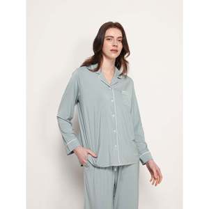 Conjunto de Pijama de Manga Larga para Mujer, Ropa de Bambú, Modal Suave con Spandex, Logotipo Personalizable, Conjuntos de Loungewear para Mujer, Tallas Grandes, Venta al Por Mayor - Product Image 1
