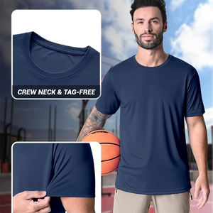 T-shirt à manches courtes pour hommes de haute qualité col rond en coton pull en polyester pour hommes adultes - Product Image 5