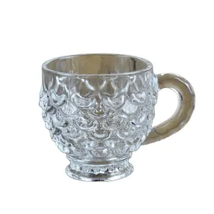 Arabic Turkish wide mouth 5 oz Coffee mug Press Transparent Drinking embossed breakfast milk oat cup tumbler