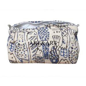 Unisex Eco-Friendly Cotton Tassel Bohemian Reusable <b>Zipper</b> Cosmetic Organizer Pouch Set Large Capacity 3-Piece Makeup <b>Storage</b> - Product Image 5