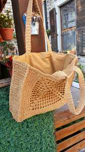 Handcrafted สีสันตัดกระเป๋าชายหาดโครเชต์กระเป๋าผู้หญิง Raffia Tote กระเป๋าฤดูร้อนฟางตาข่ายกระเป๋าสะพายแฮนด์เมด - Product Image 2