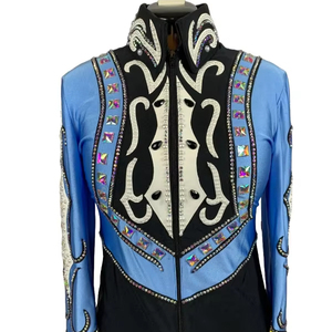 แจ็คเก็ตสีดำสีฟ้าสำหรับโชว์โรเดโอควีนออกแบบได้ตามต้องการสไตล์ตะวันตก - Product Image 1