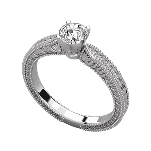 Anillo de Compromiso Estilo Edwardiano con Diamante de Corte Redondo - Product Image 3