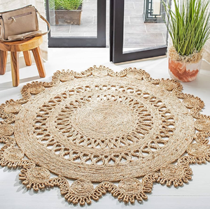 Tapis en jute rayé avec larges bandes horizontales naturelles et blanches pour salon chambre couloir bureau d'hôtel aux prix de gros - Product Image 5