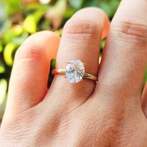 Elegant Fashionable Oval Cut CZ Zircon Ring Women's 5A Grade Stone Gold Plated 925 Sterling Silver Minimal Promise Engagement - Product Image 4