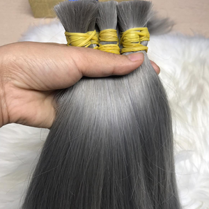 Vente en gros de cheveux humains vierges Remy vietnamiens cheveux gris longs et lisses à double tirage en vrac de haute qualité de vendeur de confiance - Product Image 2