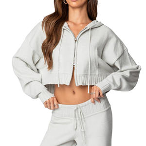 Customizable High Quality Casual Wear <b>Women</b> Hooded Polyester Crop <b>Top</b> Hoodies <b>Winter</b> Spring Reasonable Price Best Selling - Product Image 1
