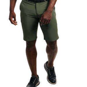 Shorts Bermuda Vert Olive pour Homme, Taille Mi-Haute, Séchage Rapide, Tissu Oxford, Style Décontracté avec Poches et Fermeture Boutonnée - Product Image 1