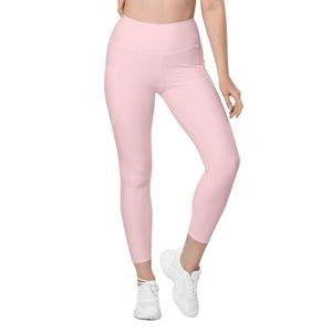 Seamless Eco-Friendly Light Pink Women's Gym <b>Leggings</b> Pockets Cute Feminine Yoga Fitness <b>Legging</b> <b>Fashionable</b> Yoga Workout - Product Image 2