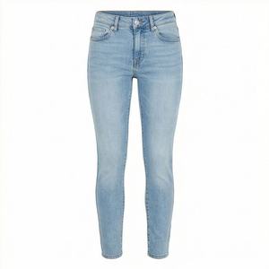 Jeans évasés à taille haute pour femmes, design perforé délavé, mode polyvalente de rue, pantalon en denim à jambe large et mince, plat - Product Image 1