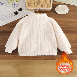 Veste en polaire tricotée pour filles, mode automne/hiver, pour enfants et adolescents, chaude, fermeture éclair sur le devant, col montant, polyester, non extensible - Product Image 2