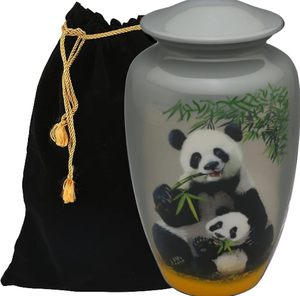 Urna funeraria hecha a mano de aluminio Panda para cenizas humanas, urna funeraria de tamaño adulto grande, urna de tamaño personalizado individual aplicada a mano - Product Image 2