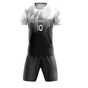 Ensemble de maillot et short de football personnalisé pour homme, respirant, séchage rapide, noir et blanc, jersey uni, haute qualité, antibactérien, sans couture, entraînement - Product Image 5