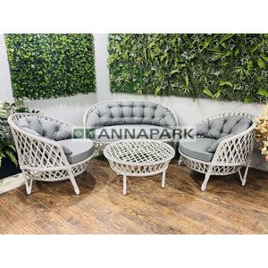 Juego de 2 muebles de jardín de ratán gris claro de Dubái - Product Image 1