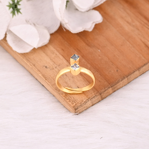 Apatite CZ Gemstone Bague de créateur en argent sterling massif 925 plaqué or jaune Cadeau pour elle Bijoux faits main Bagues ajustables - Product Image 4