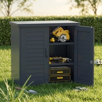 Armoire de rangement pour outils de jardin en métal verrouillable avec portes à persiennes, collection d'armoires de rangement utilitaires d'extérieur pour jardin et cour