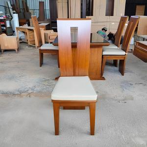 Ensemble de salle à manger moderne en bois 5 pièces, table rectangulaire avec plateau en verre et chaises pour maison, villa, hôtel, appartement - Product Image 5