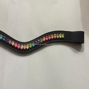 Banda de cuero para cejas de caballo, banda personalizada con piedras redondas grandes, cadena ostentosa, canal vacío, alta calidad, precio al por mayor - Product Image 6