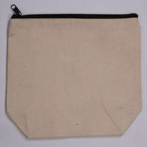 Custom Logo Printed 100% Recycled Cotton Canvas Zip Pouch <b>Bag</b> Natural Gold Zipper for Cosmetic Products <b>Makeup</b> Gift Packaging - Product Image 6