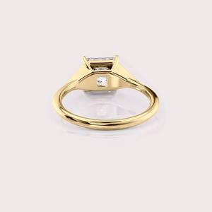 แหวนหมั้นเพชรทรงปรินเซสคัท 14K โรสโกลด์/เยลโลว์โกลด์/ไวท์โกลด์ ประดับเพชรแล็บเกรดพรีเมียม รับรองโดย IGI ชุบโรเดียม ดีไซน์หรูหรา - Product Image 3