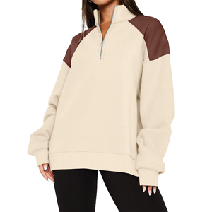 Sudaderas con estampado de logotipo personalizado de alta calidad para mujer, jersey con cremallera de cuarto de mujer de Color sólido más vendido a la venta - Product Image 2