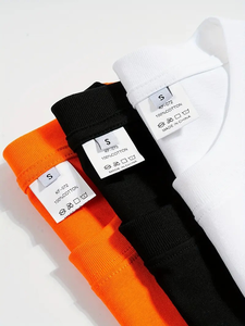 T-shirts courts surdimensionnés 3 pièces Ensemble trois pièces pour hommes Grande taille 100% coton Manches courtes Couleur unie Décontracté Extérieur - Product Image 6