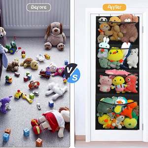 Door Hanging <b>Toy</b> Storage for Kids' <b>Toys</b> <b>Stuffed</b> <b>Animals</b> Dust-Proof Pocket Organizer Foldable Plastic Metal Material Living Room - Product Image 6