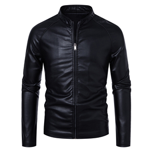 2025 personnalisé hommes en cuir Blazer veste Vintage polaire Streetwear col montant fermeture éclair automne hiver toile DDP expédition - Product Image 2