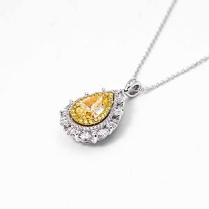 1.00ct Pear Shape Fancy Yellow Diamond Triple Halo Pendant <b>Necklace</b> Premium Fine Jewelry Ideal Gift for Her Special Occasions - Product Image 5