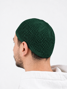 Bonnet de prière Kufi en tricot vert pour hommes – Respirant, léger, polyvalent pour le quotidien - Product Image 4