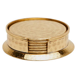 <b>Gold</b> Plated Metal <b>coaster</b> Table Top Decorative Round <b>Coaster</b> Custom Logo Premium Quality Tableware Decoration - Product Image 5