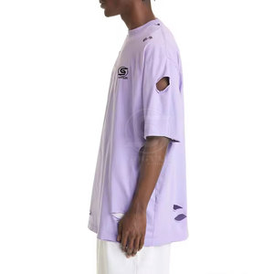 T-shirt ample uni imprimé et délavé pour homme, vêtement d'été, 100% coton, t-shirt délavé fabriqué au Pakistan - Product Image 2
