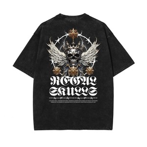 Oversized T-<b>Shirt</b> with Vintage <b>Skull</b> Design Heavyweight Cotton Streetwear Tee for Casual Hip-Hop Fashion and Custom Printing - Product Image 3