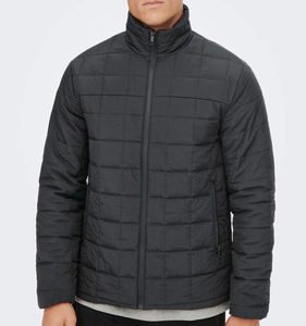 Veste d'hiver rembourrée matelassée noire de haute qualité pour hommes nouvelle mode col montant grande taille enduit pour une utilisation en extérieur - Product Image 2