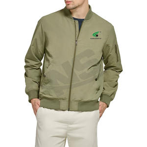 Blouson aviateur de couleur unie écologique pour hommes doublure thermique hiver Streetwear fermeture éclair conception veste de vente chaude - Product Image 1